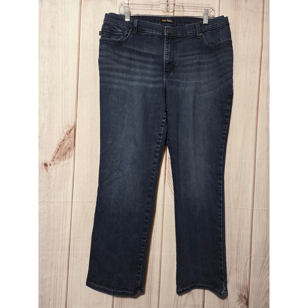 Lee Womens Relaxed Fit Straight Leg Jeans Dark Wash Blue 16 Short Classic